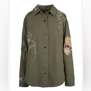 Jessica Simpson Embellished Shacket in Bronze Green * size : S